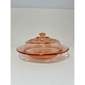 Jeannette Glass Pink Depression Glass Butter Dish Rosemary Dutch Rose Pattern